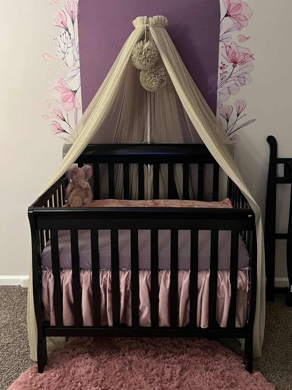 Nursery Crib Canopy with PomPoms
